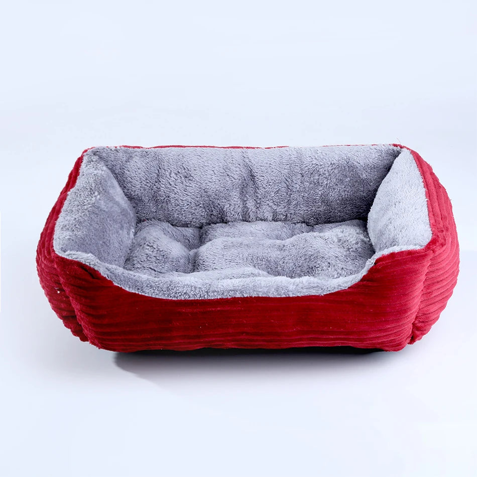 Square Plush Calming Dog & Cat Bed – Waterproof Oxford Sofa Cushion for Small & Medium Pets