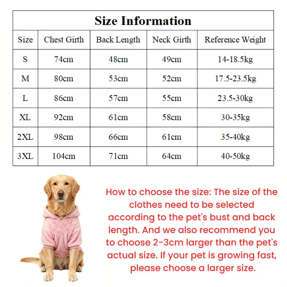 Plush Fleece Dog Hoodie | Soft Warm Winter Outdoor Coat for Medium & Large Dogs