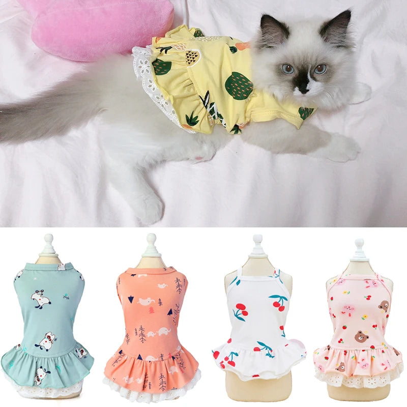 Cotton Print Dress for Cats & Small Dogs