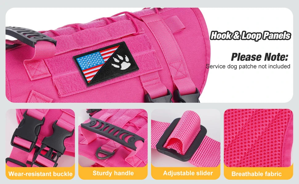 Harnais Tactique pour Chien avec Sangle de Poitrine et Boucle de Renfort