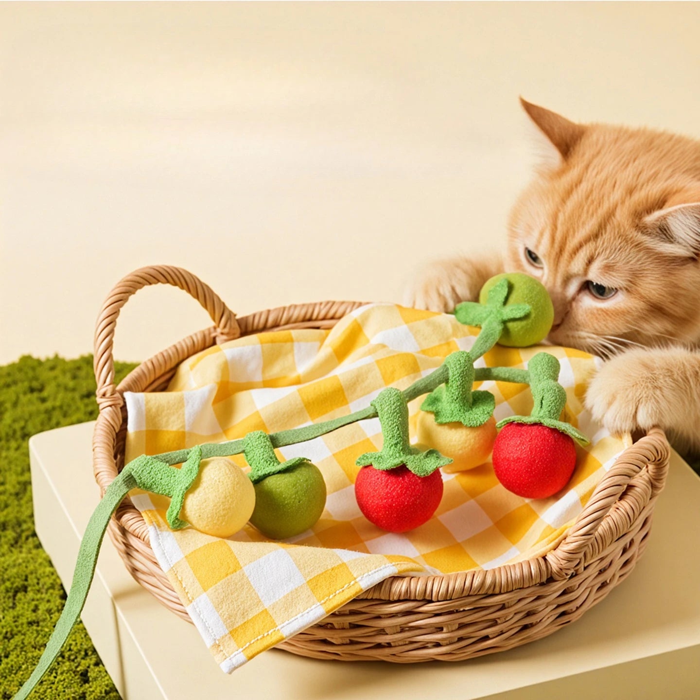 Jouet pour chat baguette Tomate & Kaki avec grelot