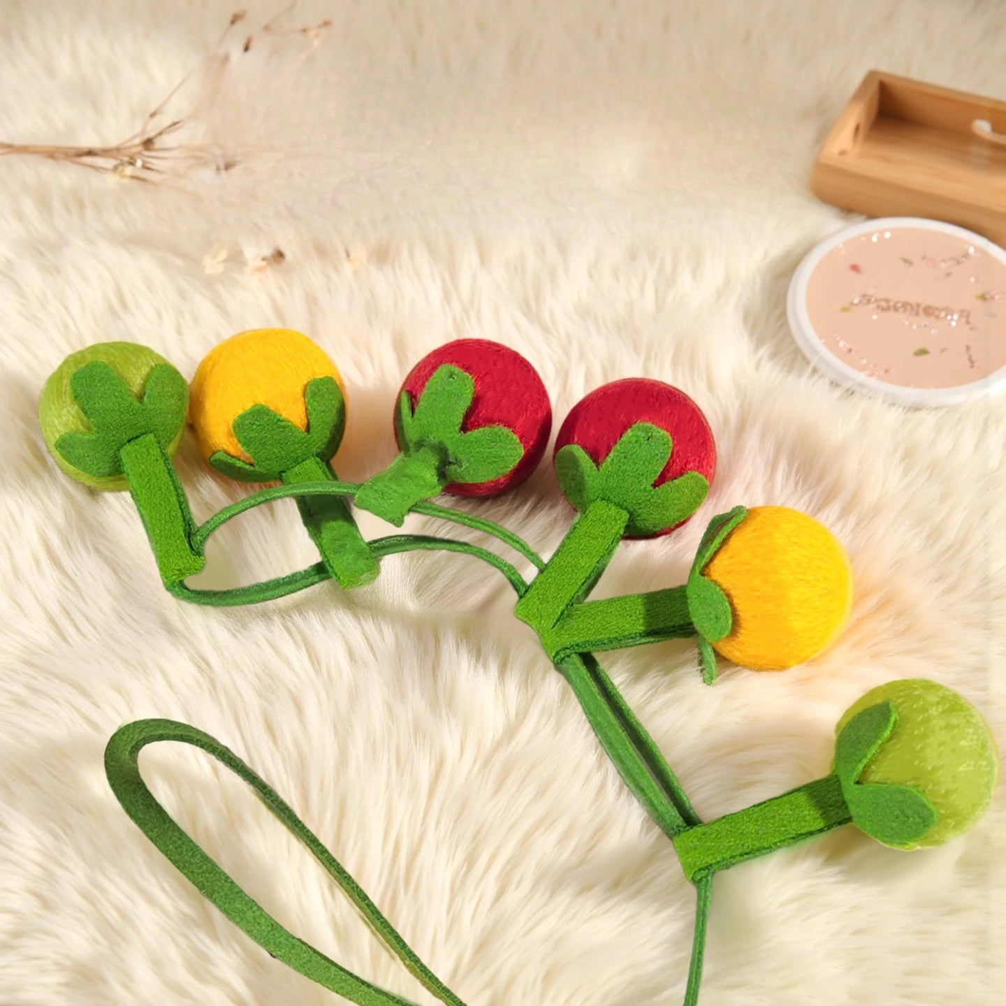Jouet pour chat baguette Tomate & Kaki avec grelot