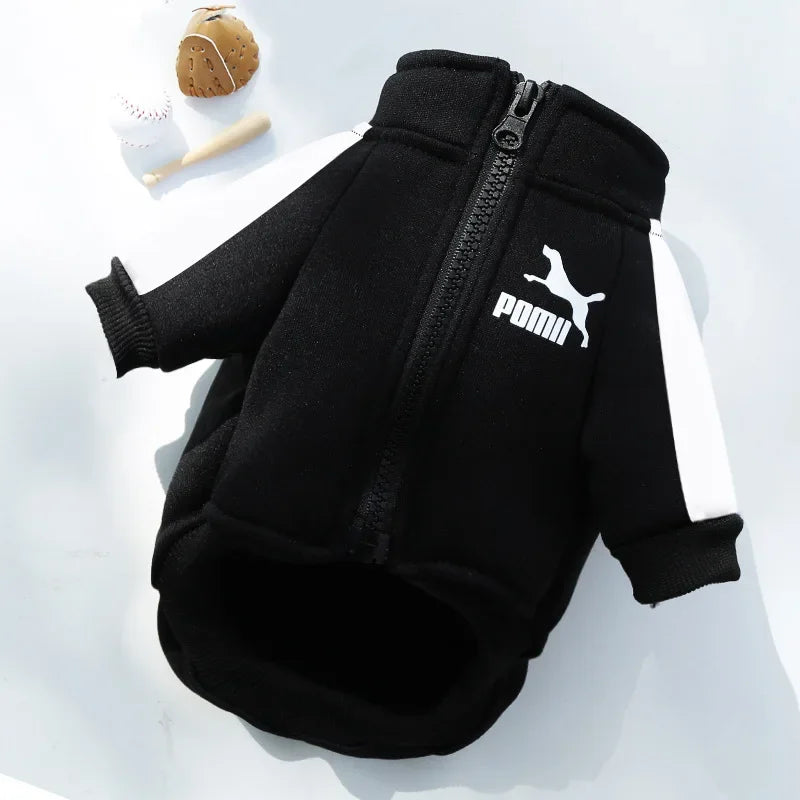 Dog Baseball Jacket | Autumn Winter Sweatshirt Coat for Small & Medium Dogs