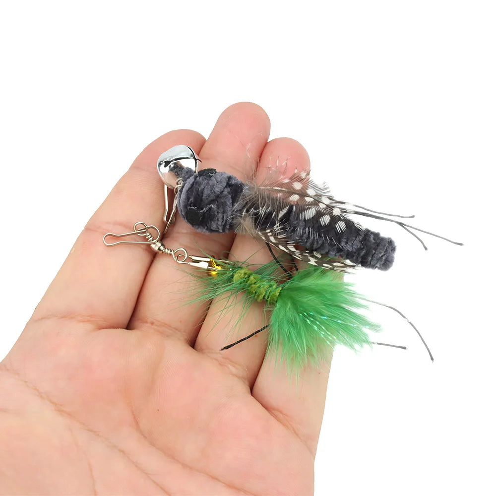 Cat Toy Replacement Heads – Feather Bug Wand Accessories (5pcs)