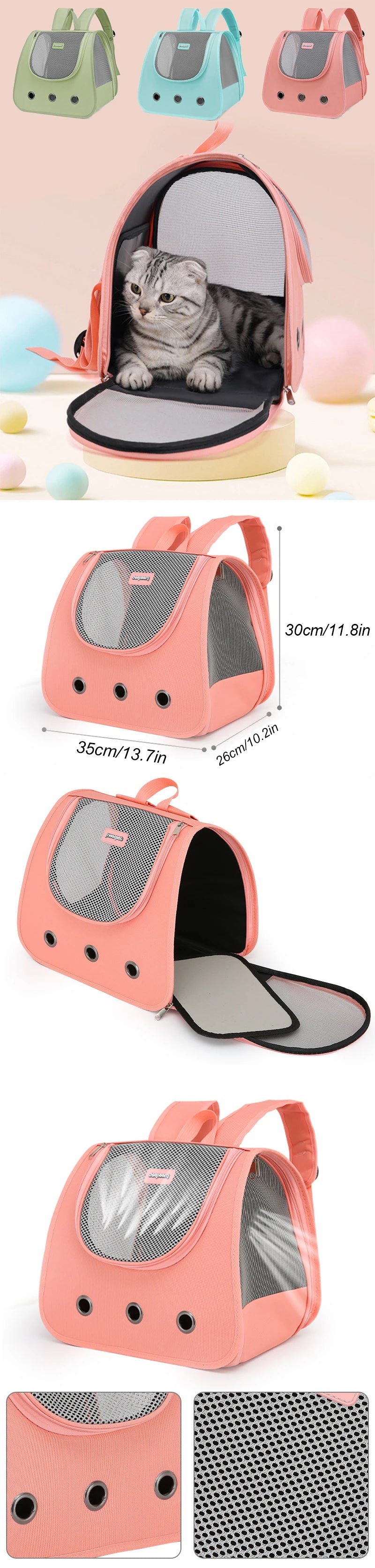 Foldable Pet Travel Backpack - Breathable Carrier for Cats & Small Dogs