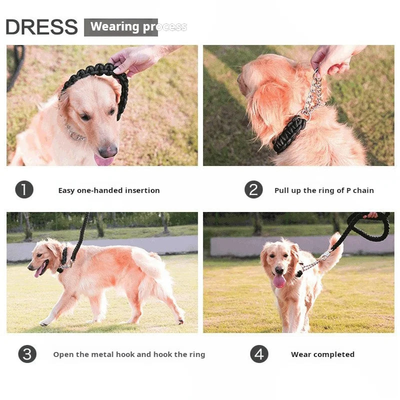 Laisse tressée de 1,5 m pour chien - Laisse d'entraînement durable pour des promenades confortables