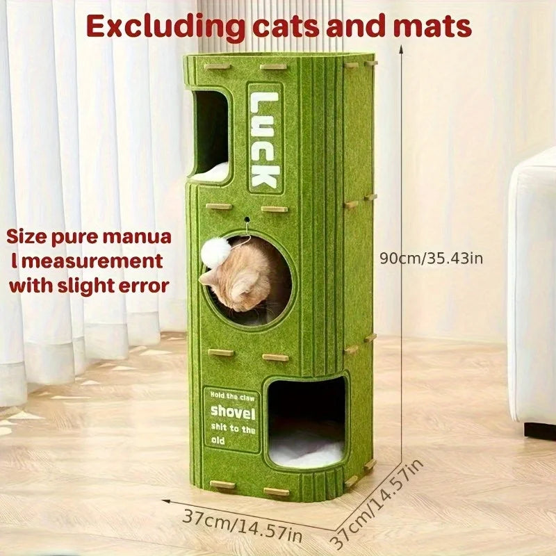 Tree-Shaped Cat Condo with Scratching Posts & Toys