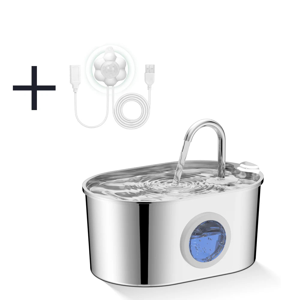 Cat water feeder stainless steel automatic cat water fountain, cat fountain with water level window display pet water dispenser