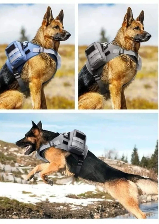 Heavy-Duty Dog Harness with Safety Side Pockets Backpack