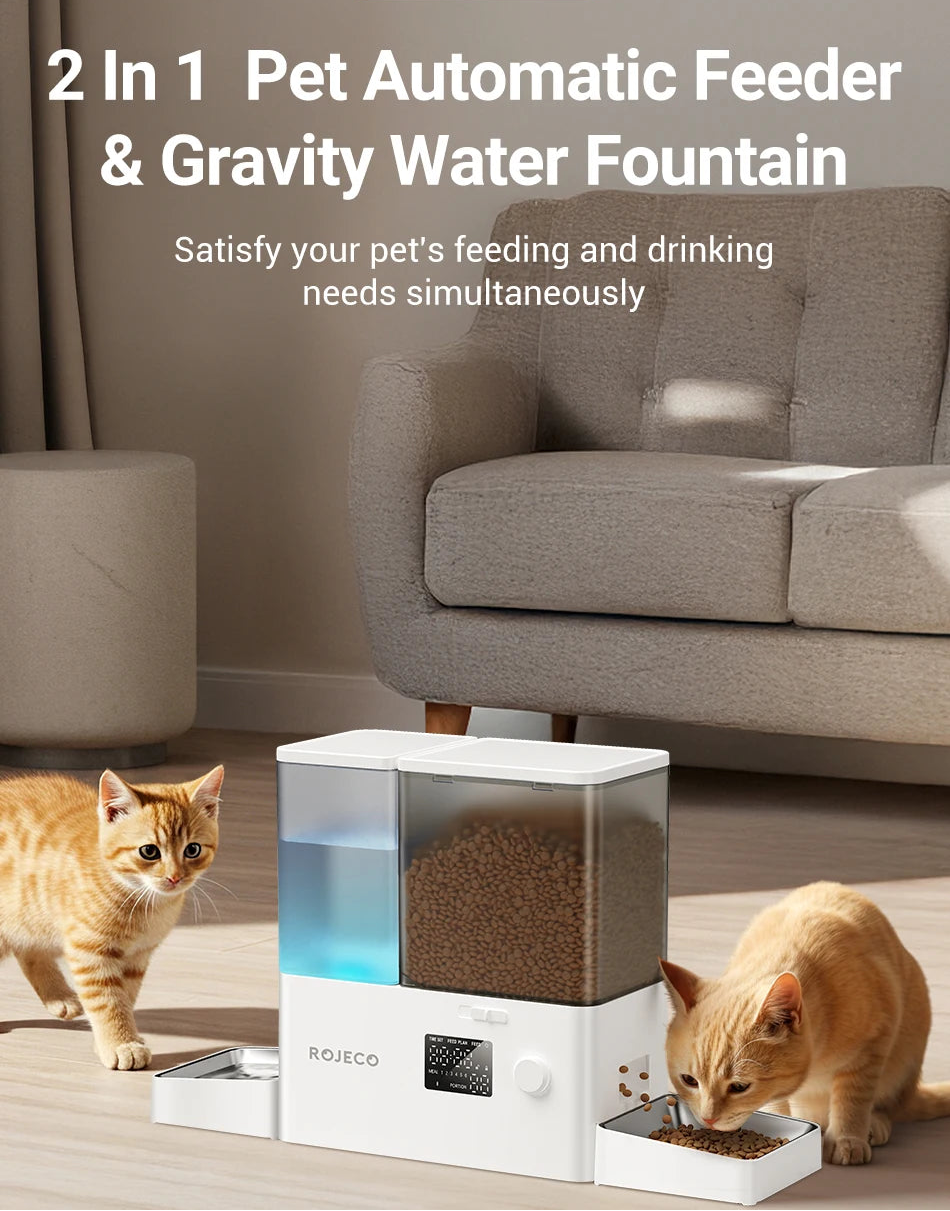 2-in-1 Automatic Pet Feeder & Gravity Water Fountain 8.5L