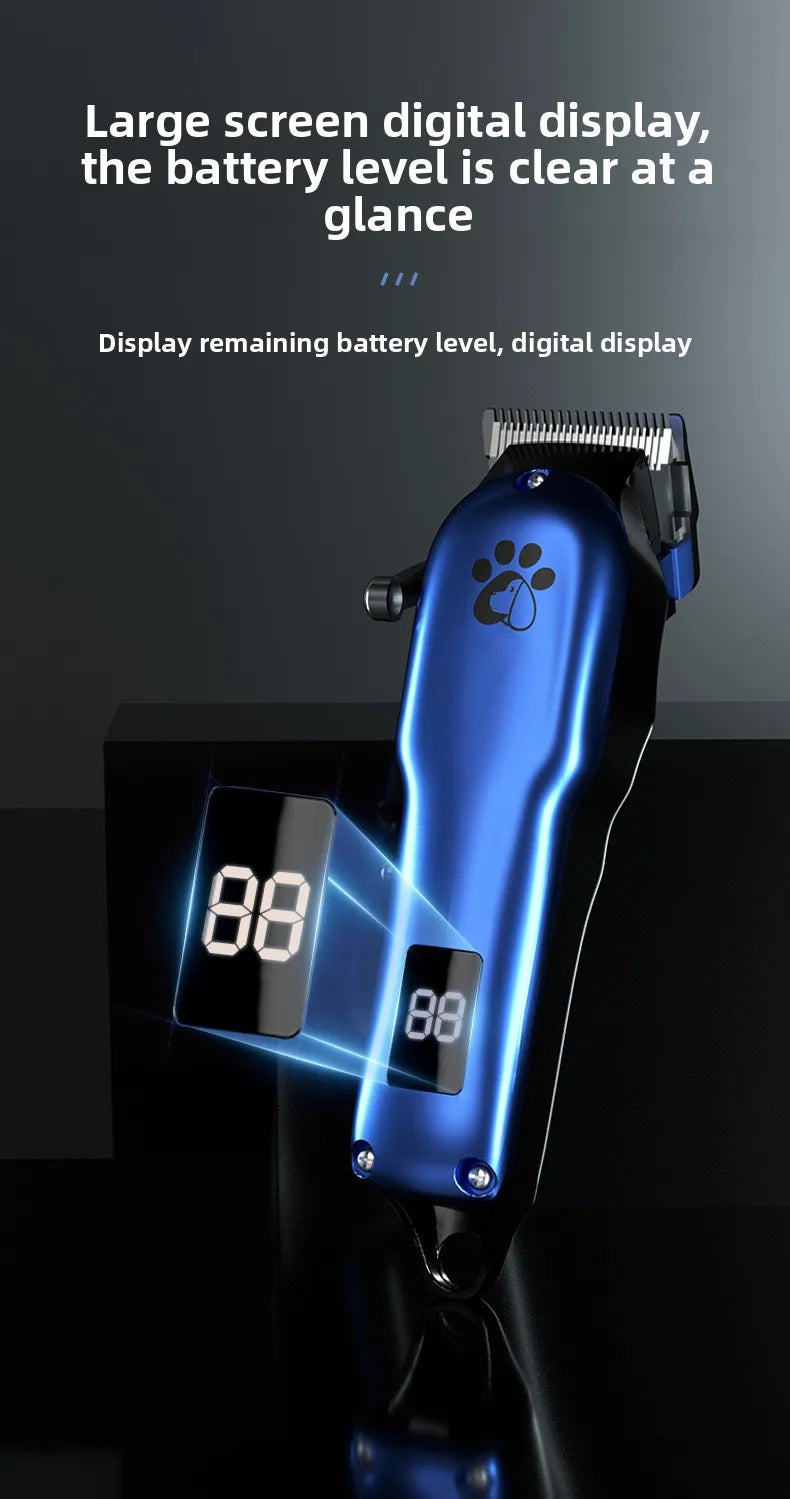 Professional Cordless Pet Grooming Clipper with LCD Display — Ultra-Quiet