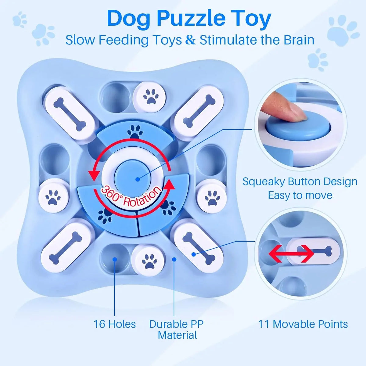 Interactive Dog Treat Puzzle Toy with Squeaker