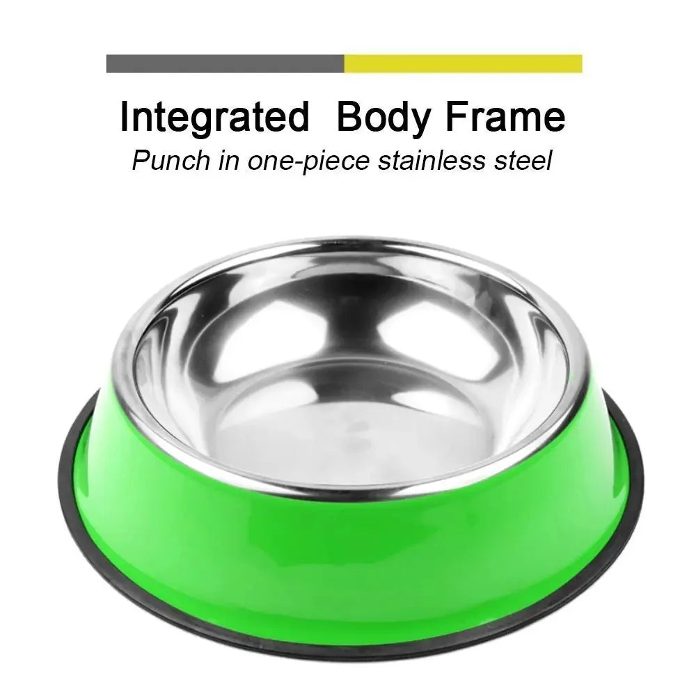 Stainless Steel Anti-Slip Pet Food Bowl for Cats & Dogs