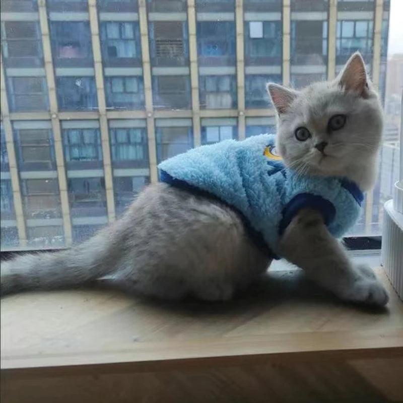 Cartoon Print Plush Vest for Small Animals & Kittens