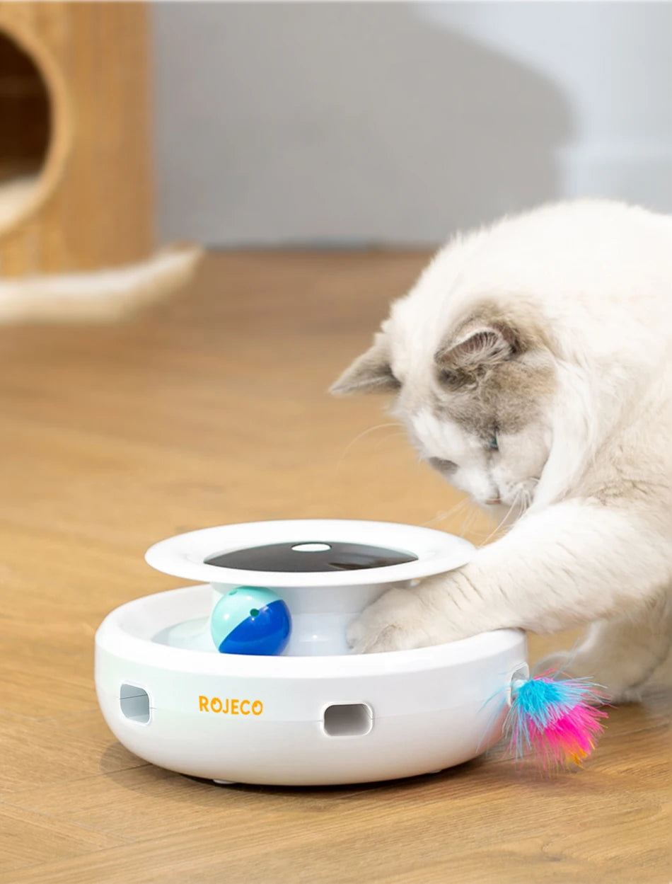 2-in-1 Rechargeable Rolling Ball & Feather Duster Cat Toy