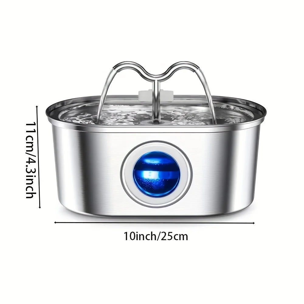 Distributeur d'eau pour animaux de compagnie en acier inoxydable 3,2 L, fontaine à eau automatique pour chat, distributeur d'eau intelligent pour chien, bol d'eau avec fenêtre visuelle, accessoires pour animaux de compagnie