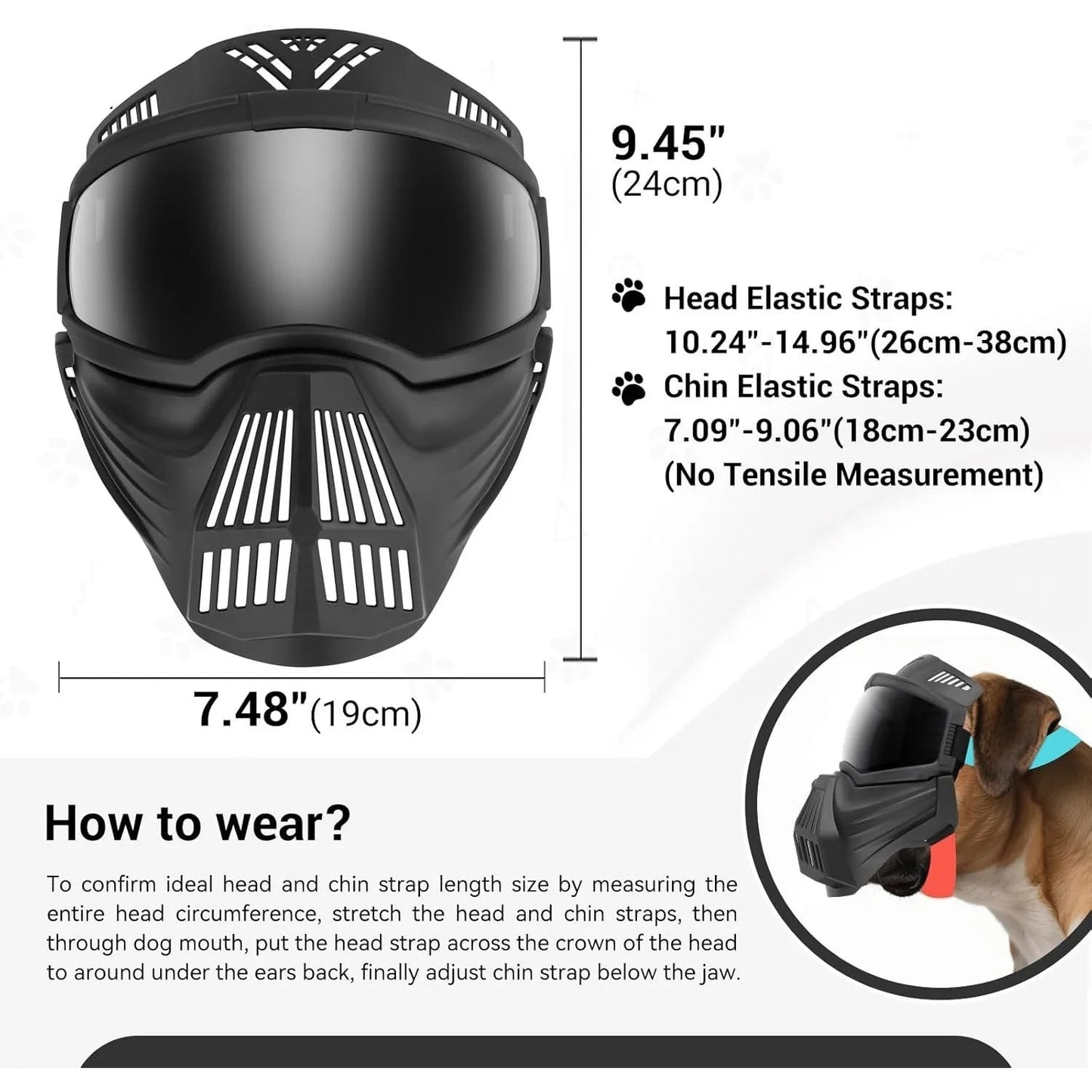 Lunettes pour chien avec écran facial – Masque réglable pour grandes races