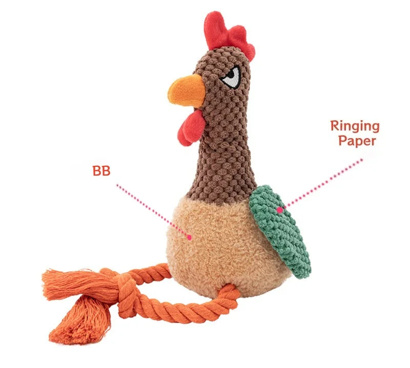 Plush Chicken Squeaky Rope Dog Toy