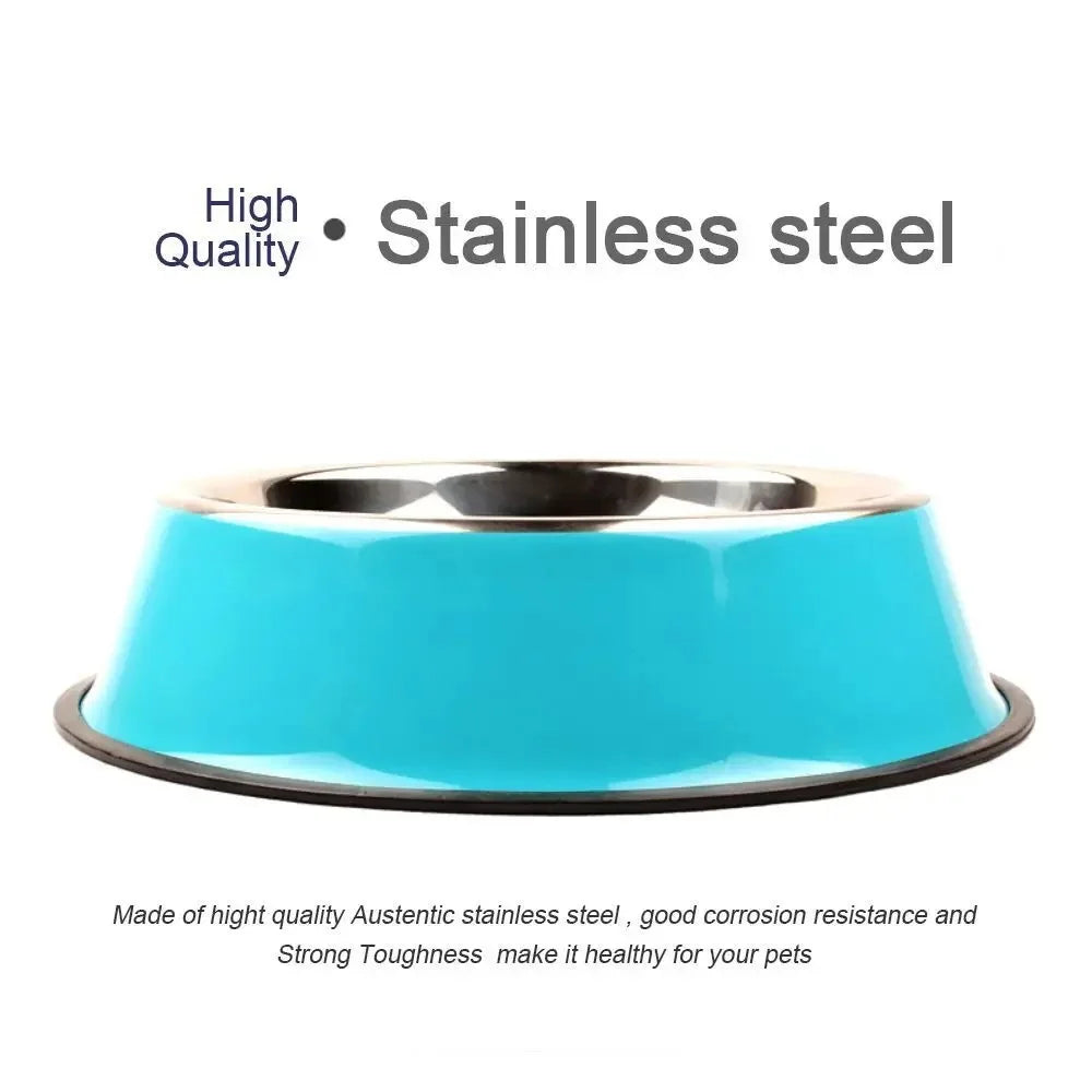 Stainless Steel Anti-Slip Pet Food Bowl for Cats & Dogs