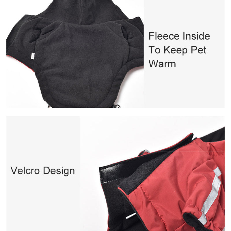Imperméable pour chien à capuche avec liseré réfléchissant