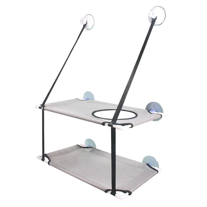Double-Decker Window Cat Hammock – Suction Cup Bunk Bed for Cats