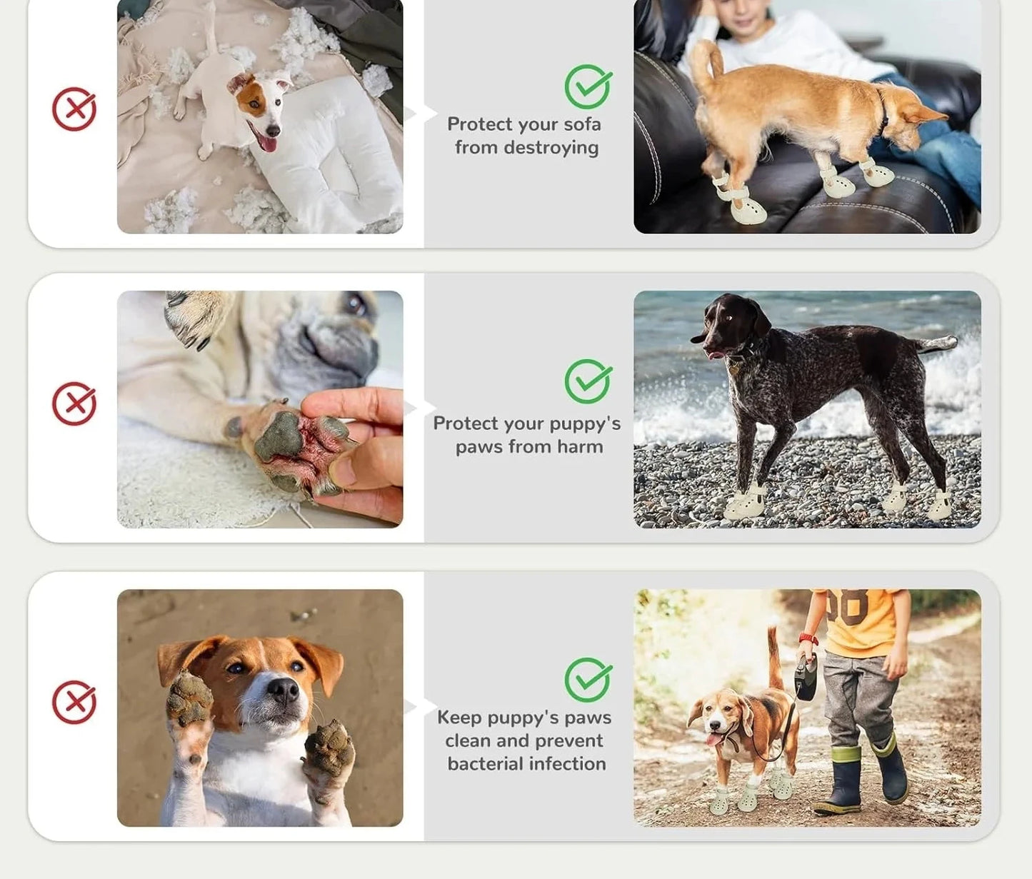 Bottes imperméables pour chiens - Protections antidérapantes pour les pattes pour trottoirs chauds et pluie