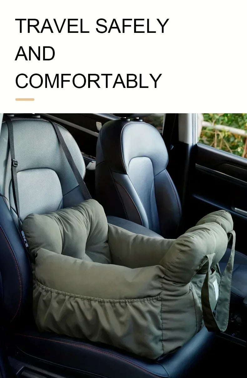 Dog Car Seat with Safety Belt & Non-Slip Base