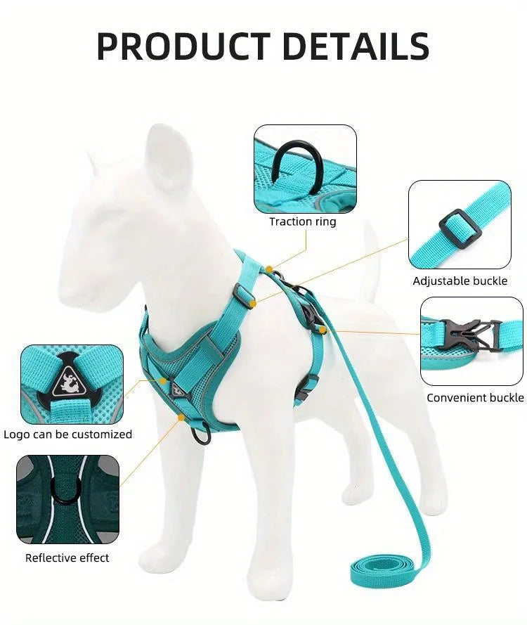 No-Pull Reflective Pet Harness and Leash Set