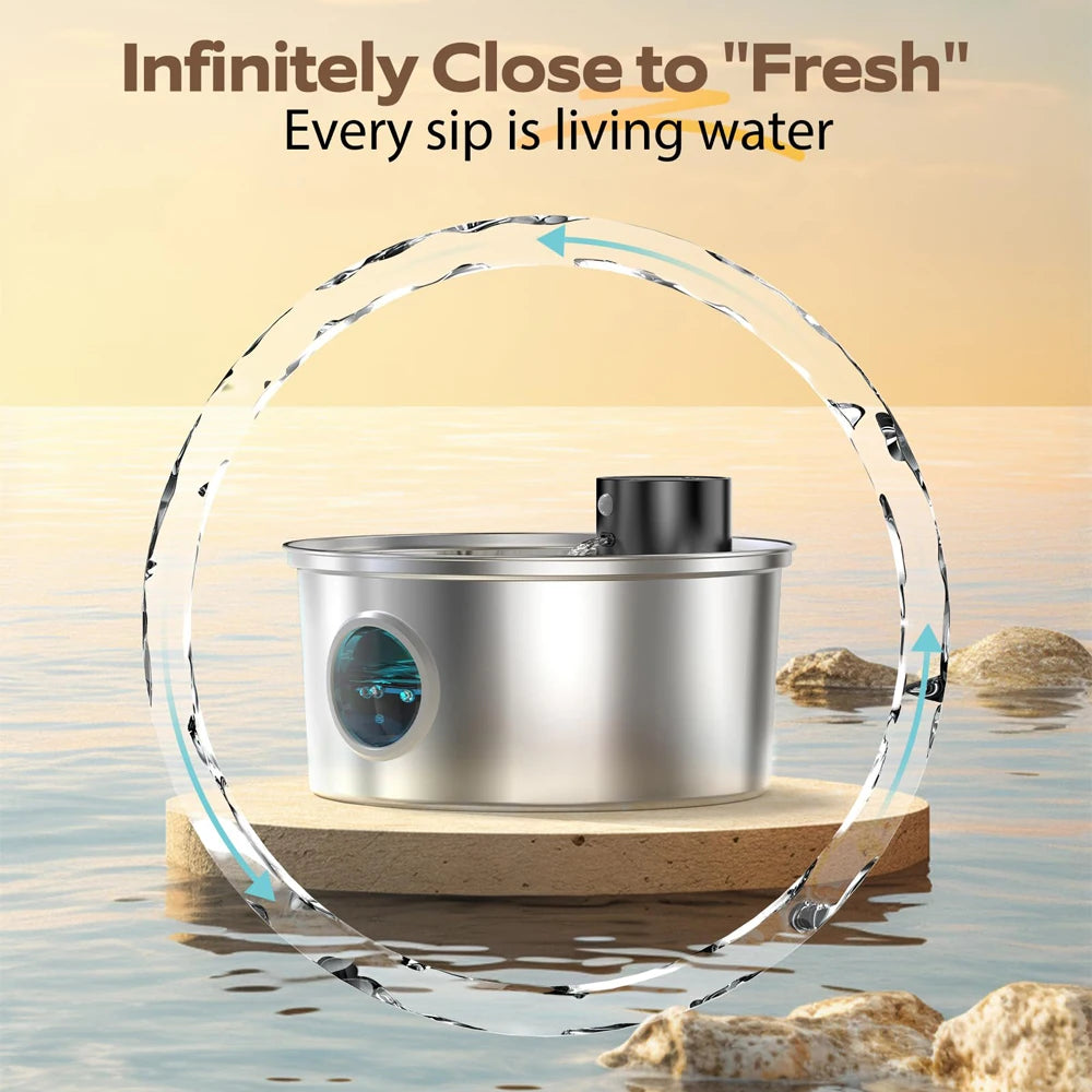 Fontaine à eau pour animaux de compagnie en acier inoxydable de 3,2 L rechargeable par USB avec capteur de mouvement