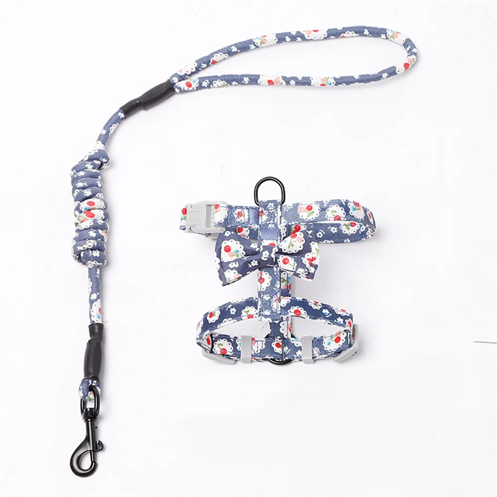 Floral Print Harness & Leash Set for Cats & Small Dogs