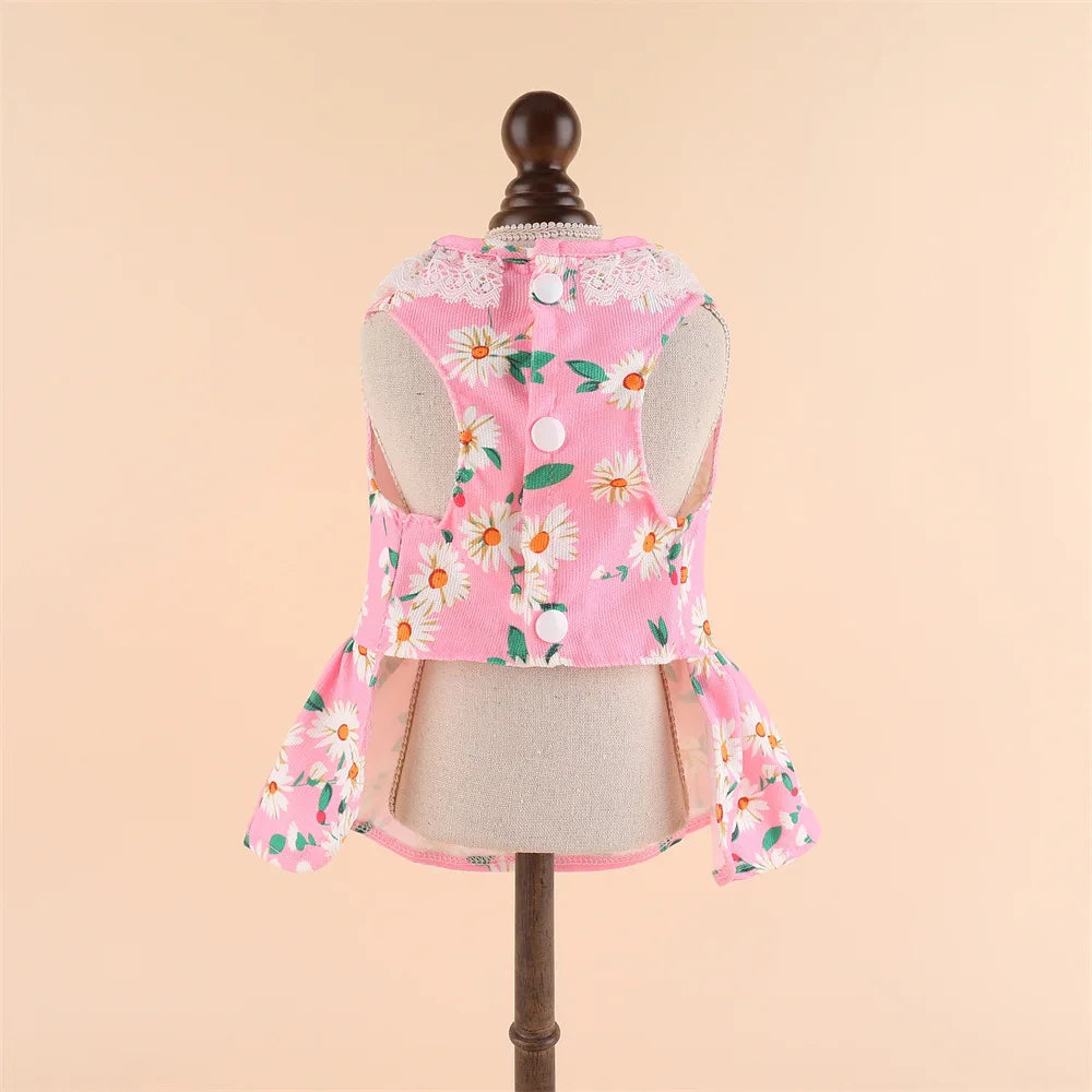 Princess Cooling Dress for Small Dogs & Cats with Leash Ring