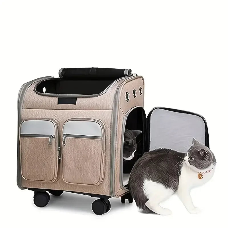 4-in-1 Wheeled Pet Carrier Backpack with Stroller & Car Seat