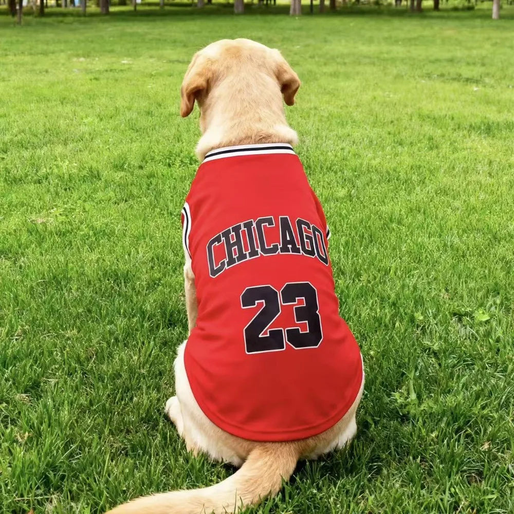 Maillot de refroidissement en maille pour chien de basket-ball de Chicago | Haut d'été respirant pour chiens de taille moyenne et grande