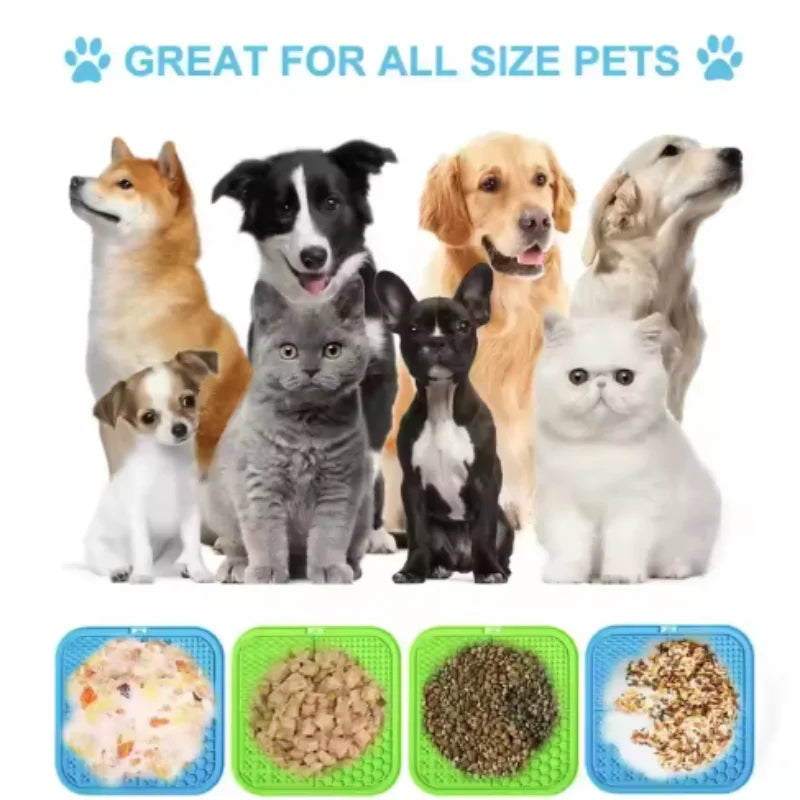Silicone Lick Mat with Suction Cup for Dogs – Bath Distraction & Slow Feeding