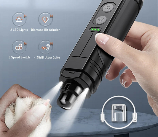Professional Electric Pet Nail Grinder with Dual LED Lights and Rechargeable Battery