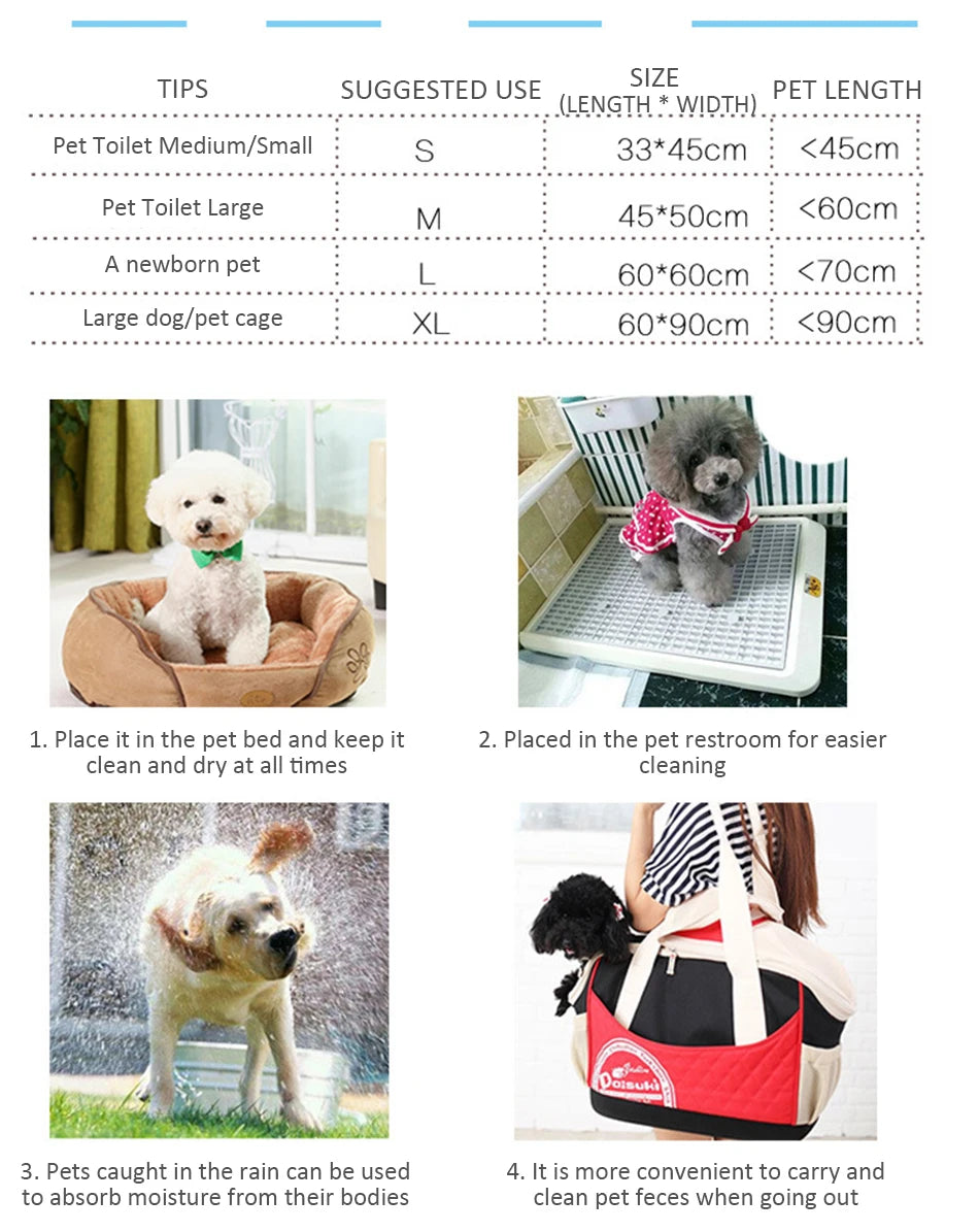 Absorbent Puppy Training Pee Pads — Disposable Dog Diapers for Indoor Use