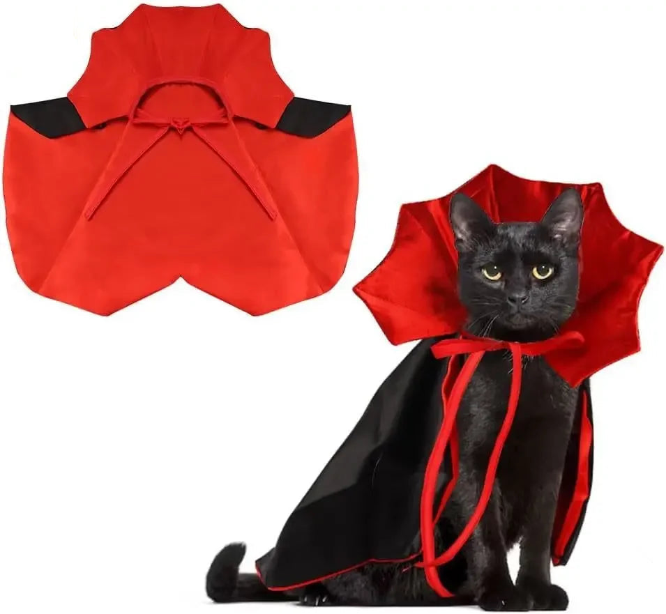 Cape de vampire pour chat – Costume d'Halloween réglable pour animaux de compagnie