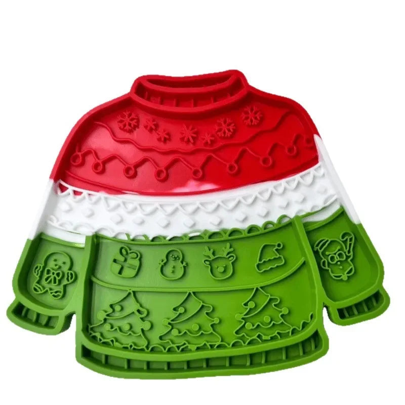Christmas Sweater Shaped Wall-Mount Silicone Lick Mat for Dogs