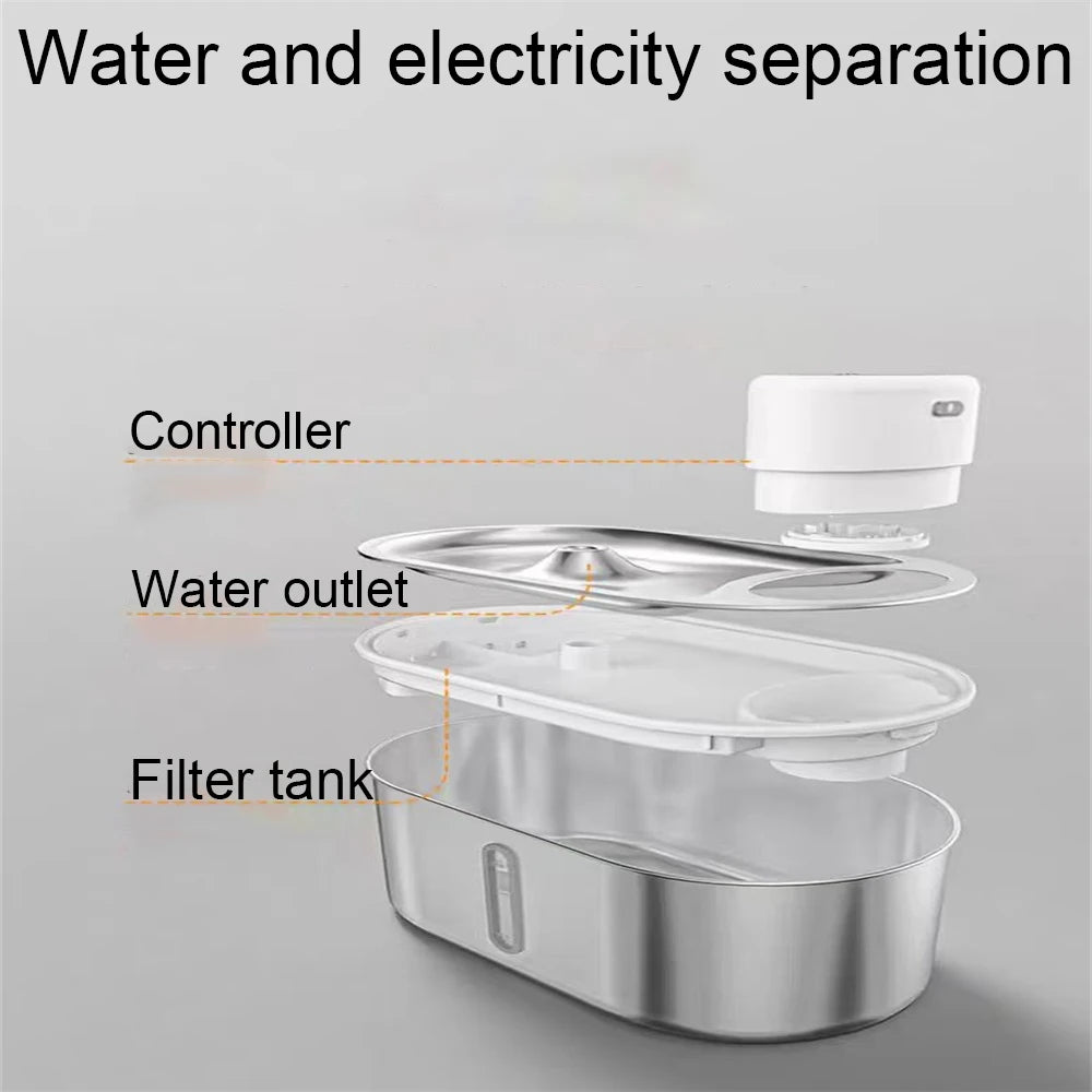 Fontaine à eau intelligente automatique pour chat - Distributeur d'eau pour animaux de compagnie sans fil à détection infrarouge 3L