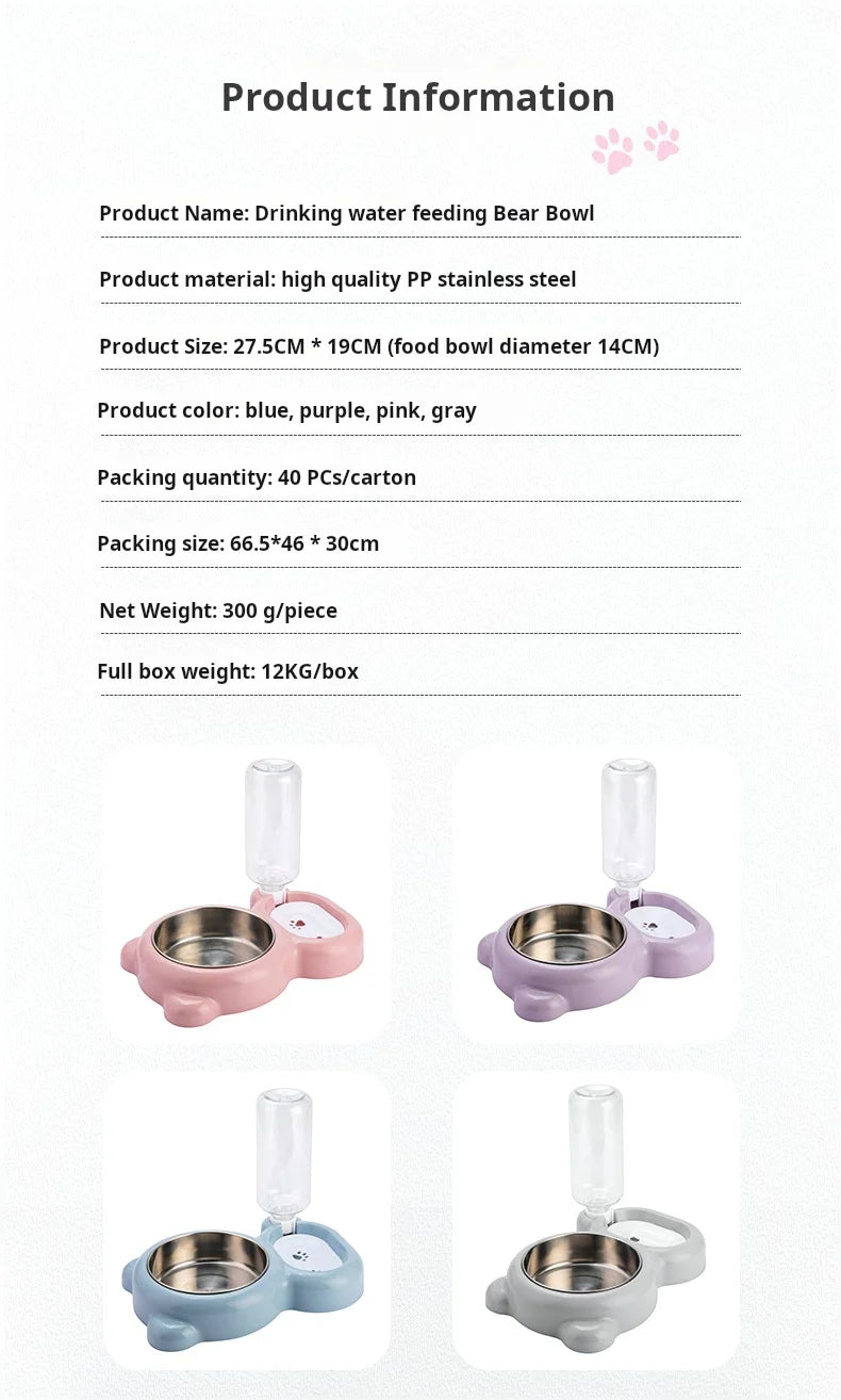 Set de gamelles doubles pour chat, distributeur d'eau automatique pour animaux de compagnie pour les garder hydratés et nourris