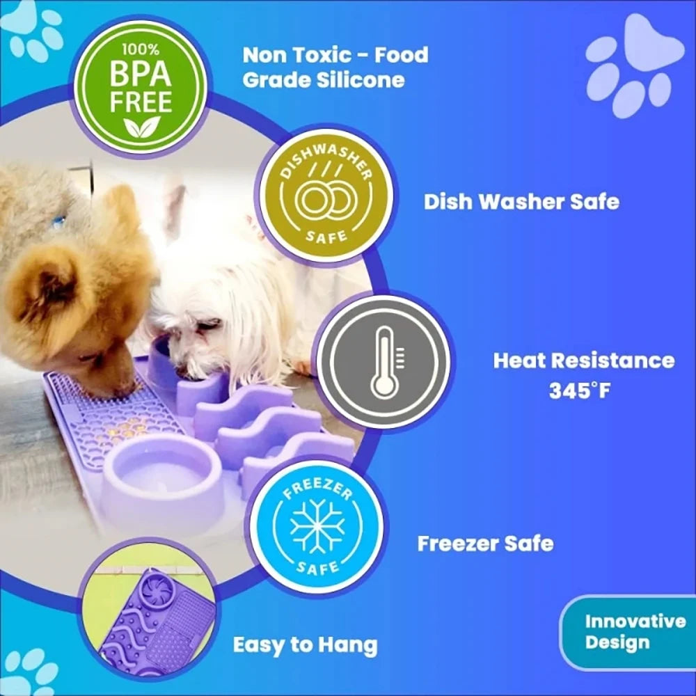 Slow Feeder Mat with Aluminium Bowl — Non-Toxic Silicone Anxiety & Boredom Relief for Dogs & Cats