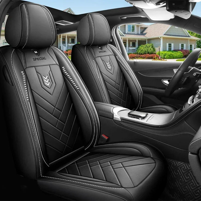 Full Leather Car Seat Cover — All-Season Universal Fit for Driver & Passenger