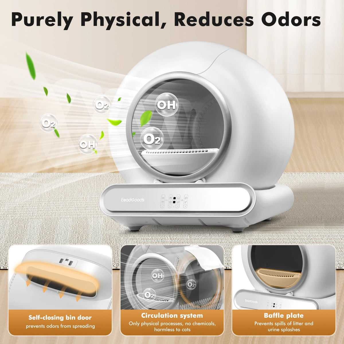 65L Self-Cleaning Cat Litter Box | Wi-Fi & App Control | Ozone Odour Control | UK Plug