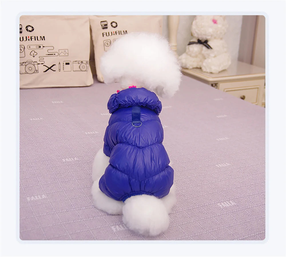 Waterproof Fleece Dog Jumpsuit with D-Ring for Small Dogs