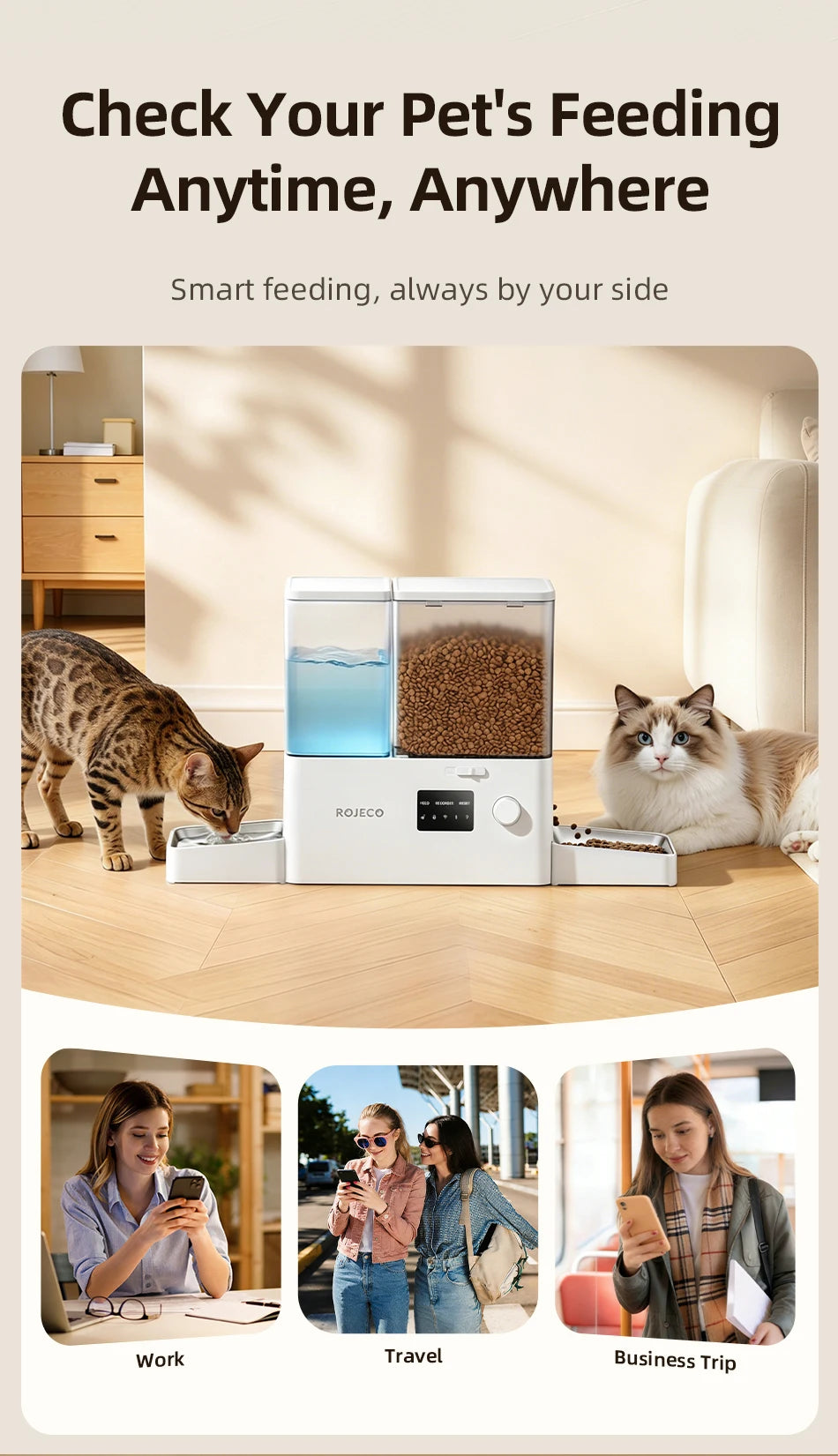 2-in-1 Automatic Pet Feeder & Gravity Water Fountain with Camera