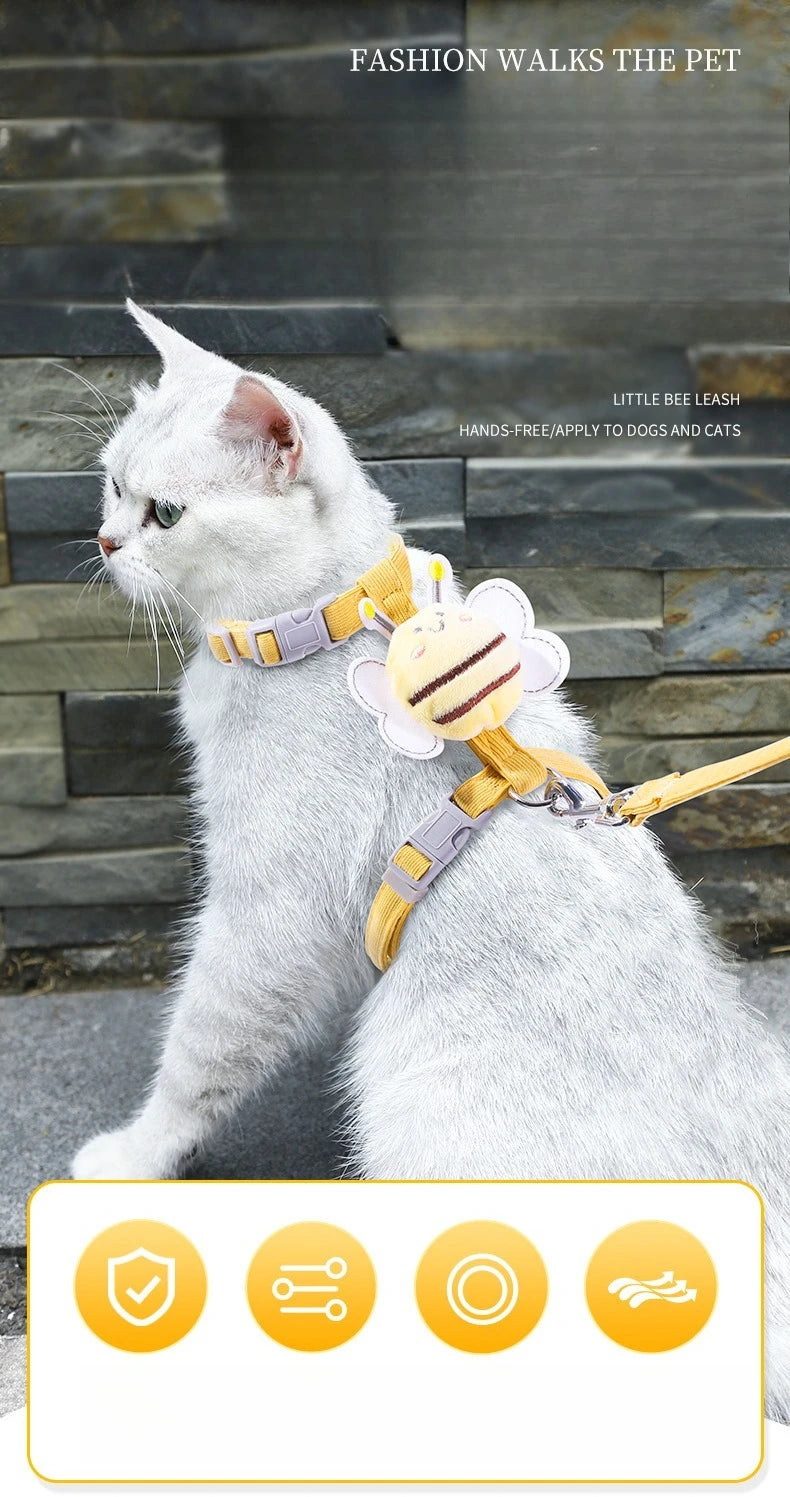 Ensemble Harnais et Laisse Réglables et Respirants pour Chats et Petits Chiens