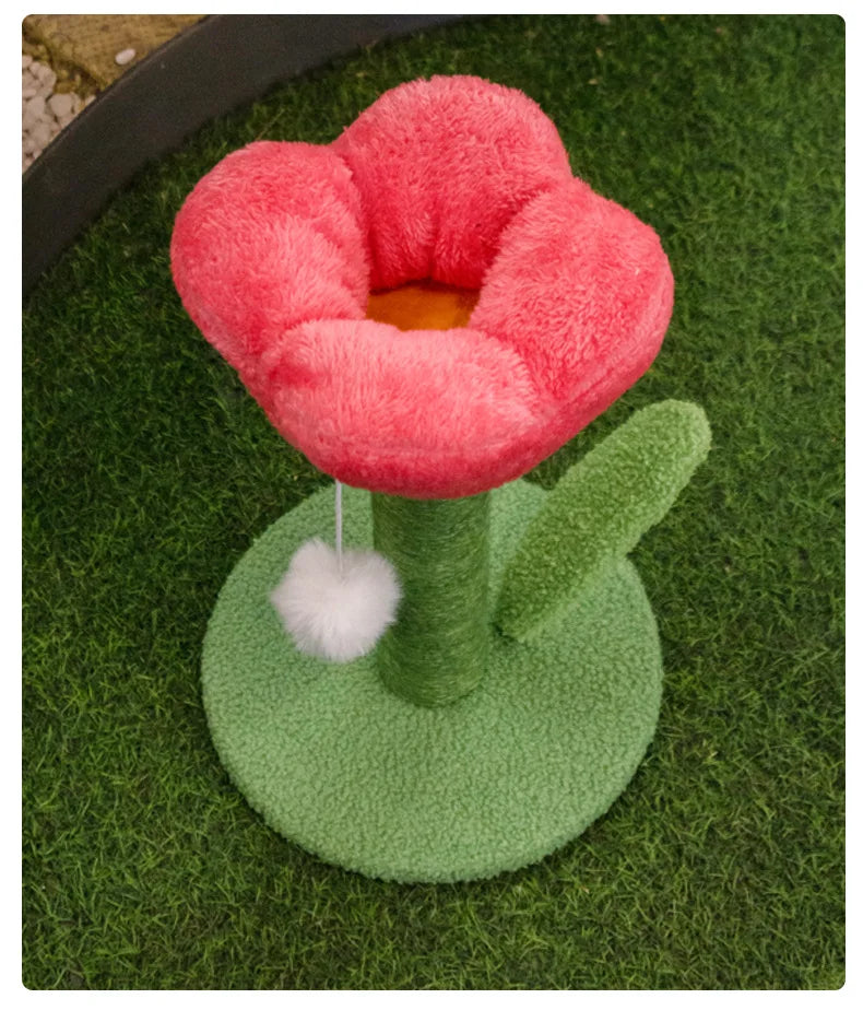 Tulip Cat Tower with Sisal Scratching Post & Kitten Teaser