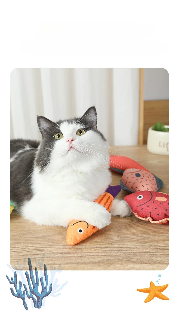 Interactive Plush Fish Cat Toy