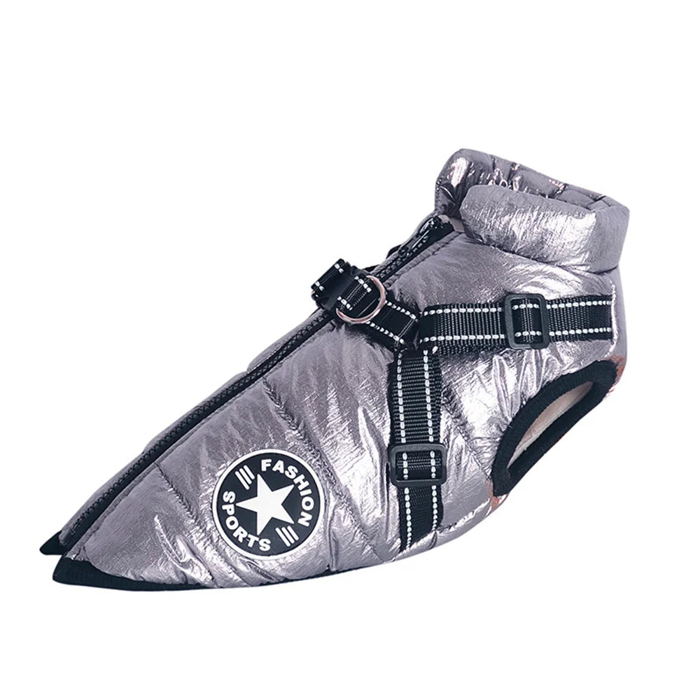Reflective Fleece Dog Jacket with Integrated Harness
