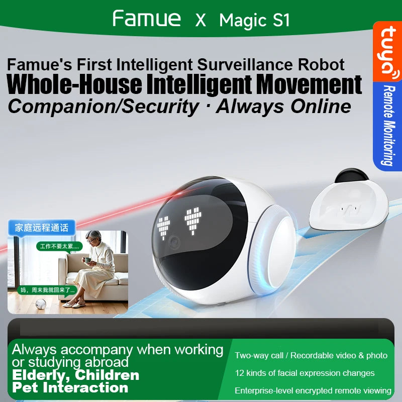 Auto-Charging Robot Pet Camera with HD 5G Wi-Fi & Night Vision